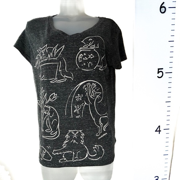 marushka Tops - Marushka Gray Heathered Cat Antics‎ T-shirt Small